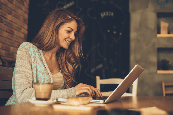 woman working on her blog