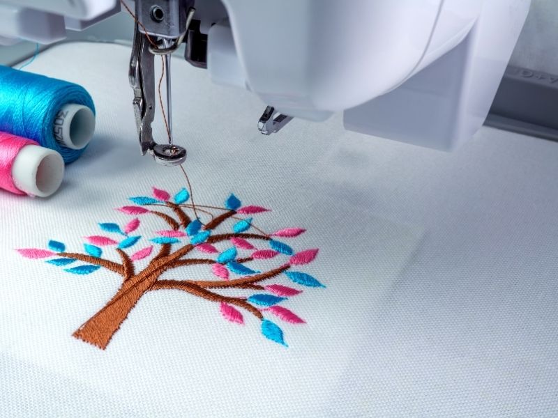 embroidered colorful tree